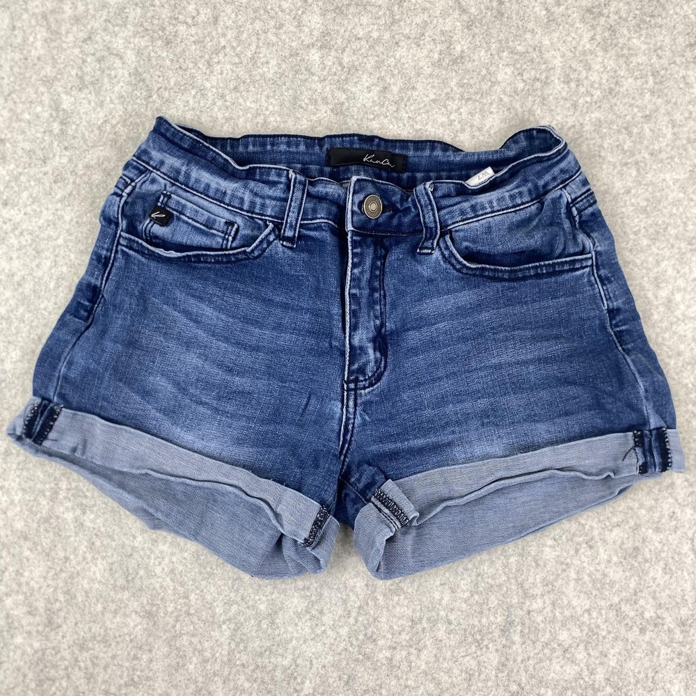 KanCan Jean Shorts Juniors 7 Blue Denim Cuffed Cutoff Stretch Mid Rise KC7062D